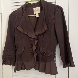 Anthropologie Brown 3/4 sleeve jacket